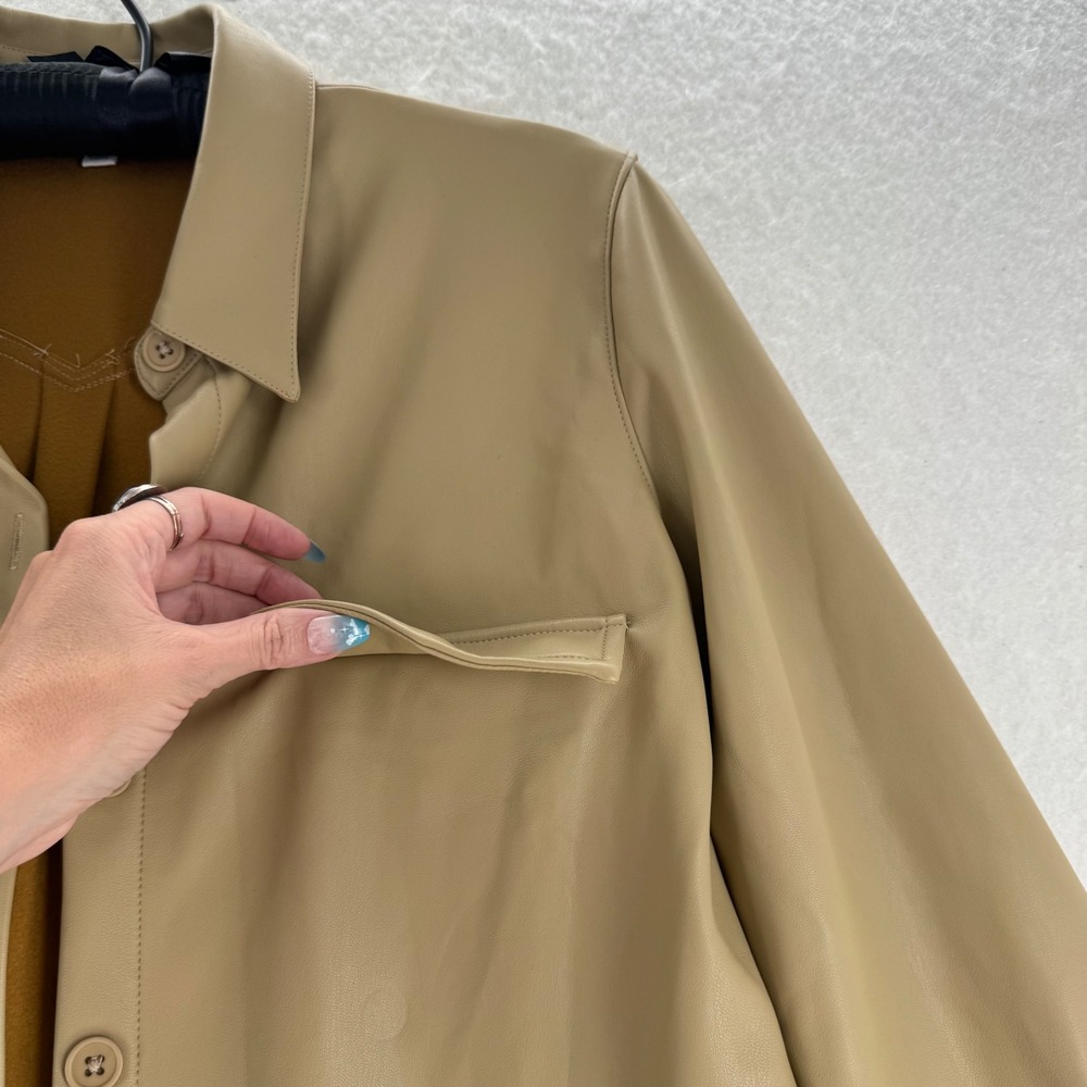 BB Dakota - Faux Leather Shirt Jacket Shacket - Tan - L - Womens - Picture 5 of 10